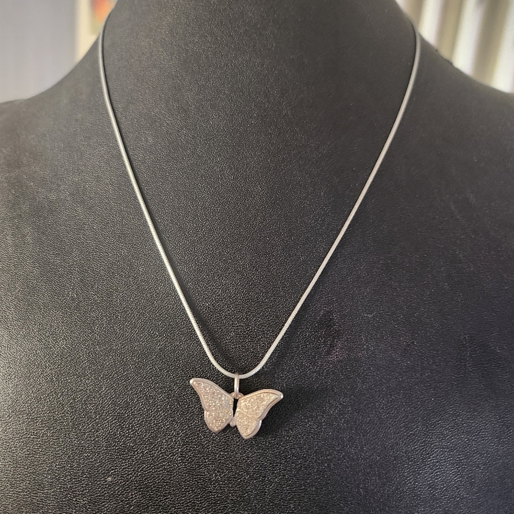 925 sterling silver necklace with butterfly pendant
